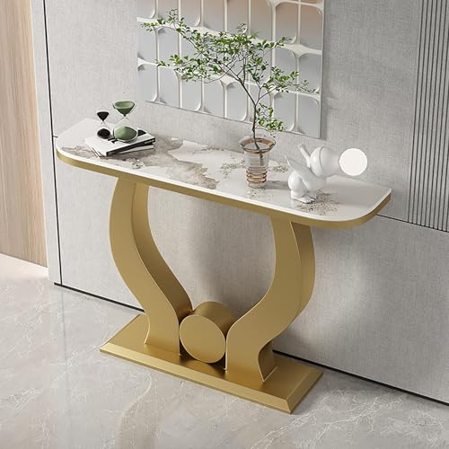 Moderner Konsolentisch aus Kunstmarmor mit Metallfuß, Akzenttisch für den Eingangsbereich mit Stauraum, ideal für hinter der Couch oder dem Sofa Moderner Konsolentisch aus Kunstmarmor mit Metallfuß, Akzenttisch für den Eingangsbereich mit Stauraum, ideal für hinter der Couch oder dem Sofa von Generisch