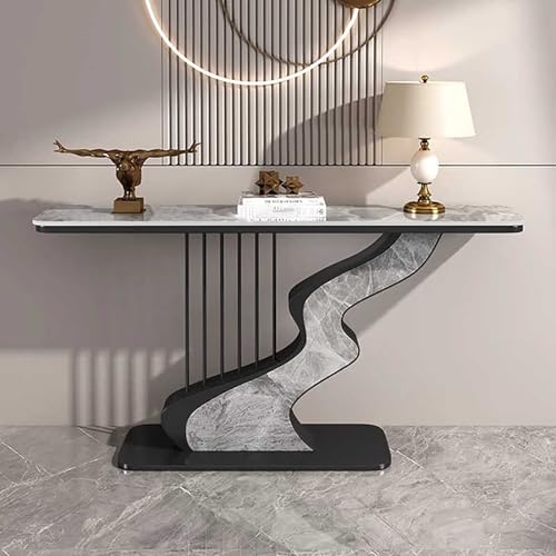 Moderner Konsolentisch für Eingangsbereich, schmaler Tisch für hinter dem Sofa, Couch, Kunstmarmor Design für Wohnzimmer und Flur von Generisch