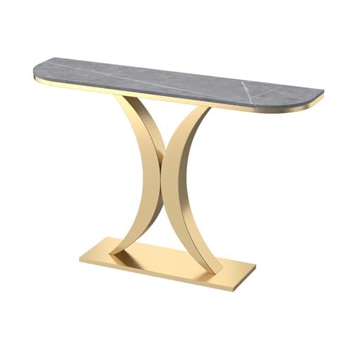 Moderner Konsolentisch für den Eingangsbereich mit Kunstmarmorplatte und goldfarbenen runden Metallbeinen, perfekt für Wohnzimmer und Flur von Generisch