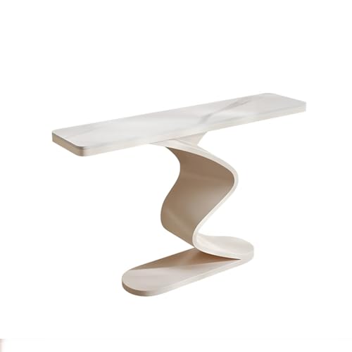 Moderner Konsolentisch mit Kunstmarmorplatte und geometrischem Sockel, schlankes schmales Design für Wohnzimmer, Flur oder Eingang von Generisch
