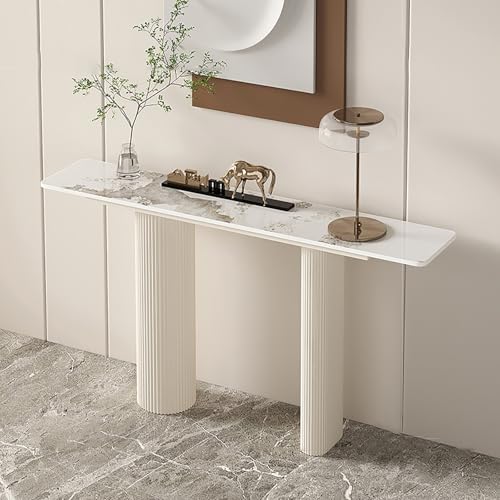 Moderner Konsolentisch mit Kunstmarmorplatte und geometrischen Metallbeinen, stilvoller Sofatisch für Wohnzimmer & Flur von Generisch