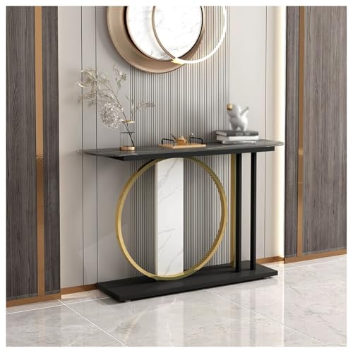 Moderner Konsolentisch mit Marmorplatte und geometrischem Sockel, platzsparendes schmales Design für Eingangsbereich, Wohnzimmer oder Büro Moderner Konsolentisch mit Marmorplatte und geometrischem Sockel, platzsparendes schmales Design für Eingangsbereich, Wohnzimmer oder Büro von Generisch