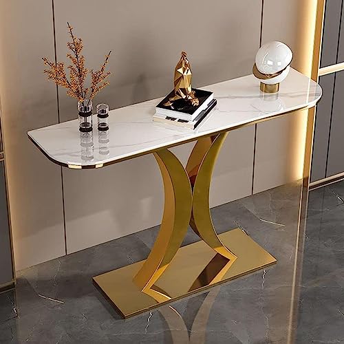 Moderner Konsolentisch mit Metallsockel, 30,5 cm, glamouröser Akzenttisch für Wohnzimmer – Halbmond-Sofatisch mit stabilem Rahmen, Eingangshalle, Konsolentisch von Generisch