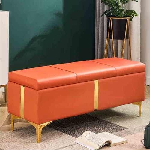 Moderner Kunstleder-Ottomane, eleganter Bettendsitz mit verstecktem Fach, Fußstütze für Wohnzimmer, perfekt für Nization (60 x 40 x 42 cm) von Generisch