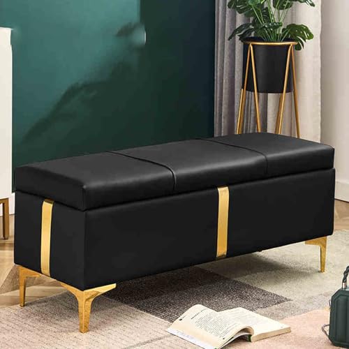 Moderner Kunstleder-Ottomane für Wohnzimmer & Schlafzimmer, stilvolle Bank mit Stauraum, vielseitige Fußstütze, Schwarz (150 x 40 x 42 cm) von Generisch