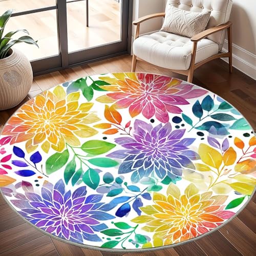 Moderner Kuscheliger Wohnzimmer Runder Teppich Größe:200 cm, Abstraktes Aquarell-Blumenmuster Kurzflor Waschbar Teppiche Flauschig Weich Lila Und Pink Stilvoll Rutschfest Teppich Rund Pflegeleicht Moderner Kuscheliger Wohnzimmer Runder Teppich Größe:200 cm, Abstraktes Aquarell-Blumenmuster Kurzflor Waschbar Teppiche Flauschig Weich Lila Und Pink Stilvoll Rutschfest Teppich Rund Pflegeleicht von Generisch