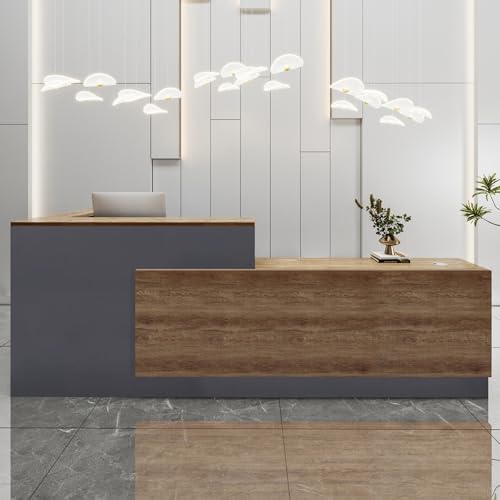 Moderner L-förmiger Empfangstisch - Stilvolle Bürotheke mit Tastaturschublade Holz-Melaminmöbel für Büros & Einzelhandelsräume Eleganter Empfangstisch Moderner L-förmiger Empfangstisch - Stilvolle Bürotheke mit Tastaturschublade Holz-Melaminmöbel für Büros & Einzelhandelsräume Eleganter Empfangstisch von Generisch