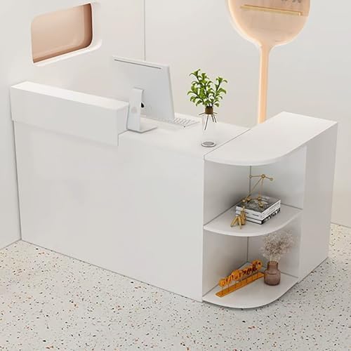 Moderner L-förmiger Empfangstisch mit abschließbarem Stauraum, schlankes Design für sichere Kasse, ideale Büromöbel für Empfangsbereiche und Arbeitsbereiche. von Generisch