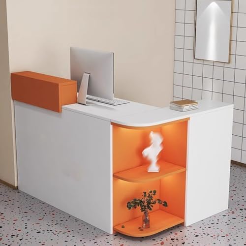 Moderner L-förmiger Empfangstisch mit abschließbaren Schubladen, stilvolle Holztheke für Salon und Büro, funktionale offene Arbeitsbereiche, professionelles Design Moderner L-förmiger Empfangstisch mit abschließbaren Schubladen, stilvolle Holztheke für Salon und Büro, funktionale offene Arbeitsbereiche, professionelles Design von Generisch