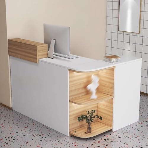 Moderner L-förmiger Empfangstisch mit abschließbaren Schubladen – stilvolle offene Theke für Salon und Büro, Holz-Möbel, ideal für professionelle Räume Moderner L-förmiger Empfangstisch mit abschließbaren Schubladen – stilvolle offene Theke für Salon und Büro, Holz-Möbel, ideal für professionelle Räume von Generisch