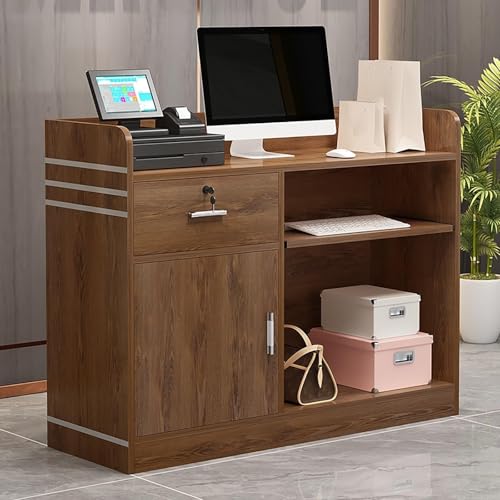 Moderner L-förmiger Empfangstisch mit abschließbarer Aufbewahrung, multifunktionales Design für Salon, Einzelhandel und Büro Moderner L-förmiger Empfangstisch mit abschließbarer Aufbewahrung, multifunktionales Design für Salon, Einzelhandel und Büro von Generisch