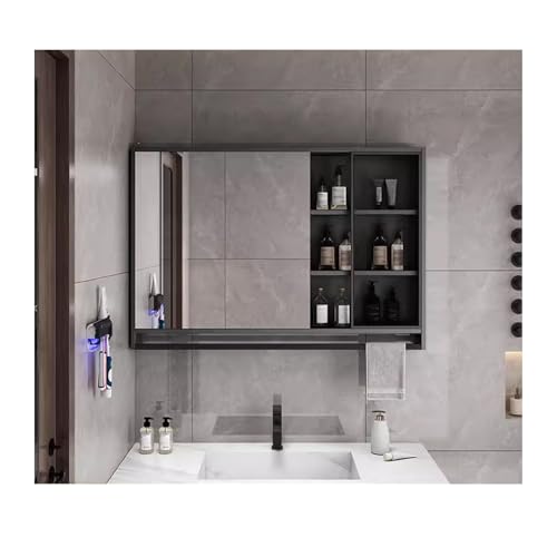 Moderner LED-Badezimmer-Spiegelschrank mit Wandleuchten und Handtuchhalter, 119,9 x 74,9 cm von Generisch