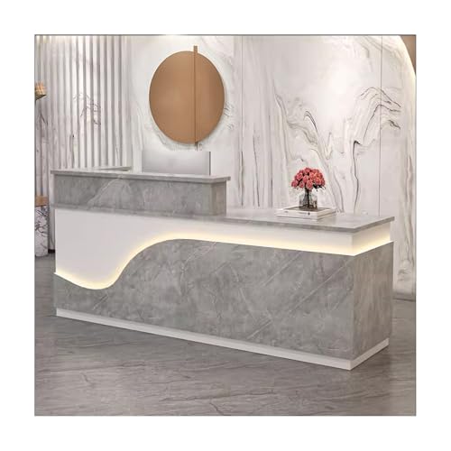 Moderner LED-Empfangstisch mit Schubladen, Bürotheke, stilvoller Schreibtisch für Salon und Lobby, Sekretär-Schreibtisch, langlebig und funktional (A24 L 51,2 cm) von Generisch