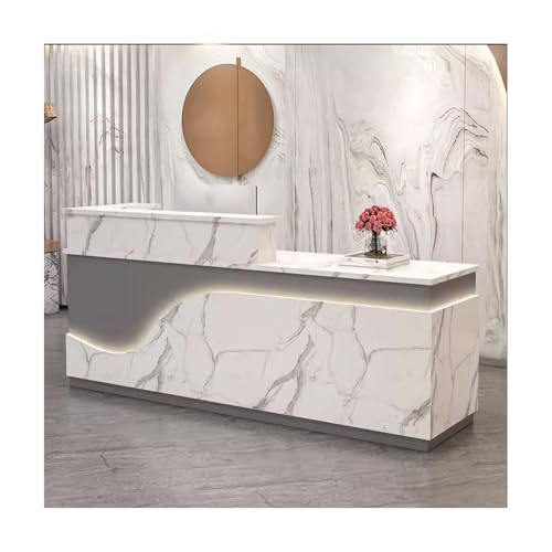 Moderner LED-Empfangstisch mit Schubladen, Bürotheke, stilvoller Sekretär-Schreibtisch für Salon, Lobby, Büromöbel (A25 L 55,2 cm) von Generisch