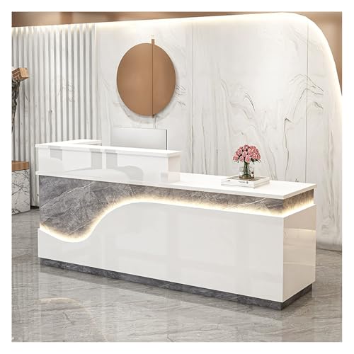 Moderner LED-Empfangstisch mit Schubladen, stilvolle Bürotheke für Salon, Lobby und Rezeption (A17 L55,2 cm) – elegante Sekretär-Schreibtisch-Lösung von Generisch