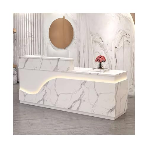 Moderner LED-Empfangstisch mit Schubladen, stilvolle Bürotheke für Salon und Lobby, Rezeption, Sekretär-Möbel (A26 L 47,5 cm) von Generisch
