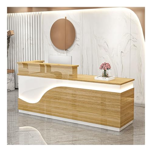 Moderner LED-Empfangstisch mit Schubladen, stilvolle Bürotheke für Salon und Lobby, Sekretär-Schreibtisch, Empfangsmöbel (A8, L 47,5 cm) von Generisch