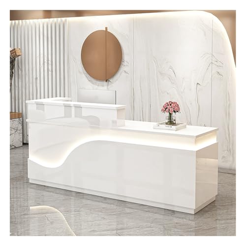 Moderner LED-Empfangstisch mit Schubladen, stilvolle Bürotheke für Salon und Lobby, funktionaler Sekretär-Schreibtisch, A4, 120 cm (40 Zoll) Rezeption von Generisch