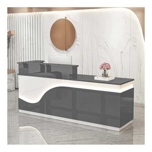 Moderner LED-Empfangstisch mit Schubladen, stilvolle Bürotheke für Salon und Lobby, funktionaler Sekretär-Schreibtisch, Rezeptionstisch (A7, L51,2 cm) von Generisch