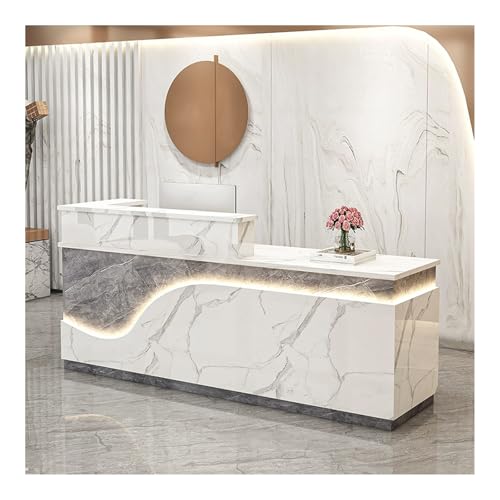 Moderner LED-Empfangstisch mit Schubladen, stilvolle Bürotheke für Salon und Lobby, moderner Schreibtisch (A16 L 47,5 cm), elegante Sekretär-Schreibtisch-Lösung von Generisch