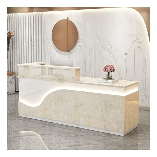 Moderner LED-Empfangstisch mit Schubladen, stilvolle Bürotheke für Salon- und Lobby-Rezeptionsmöbel (A12 L 47,5 cm) – perfekte Sekretär-Schreibtisch-Lösung von Generisch