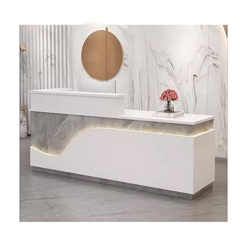 Moderner LED-Empfangstisch mit Schubladen, stilvolle Fronttheke für Salon und Lobby, zeitgenössischer Sekretär-Schreibtisch (A29 x L 55,2 cm), verbessert die Büroästhetik von Generisch