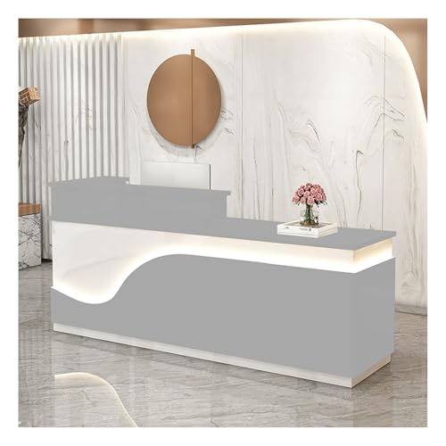 Moderner LED-Empfangstisch mit Schubladen, stilvoller Büro-Theke, Sekretär-Schreibtisch für Salon und Lobby, Rezeption (A20 L 51,2 cm) von Generisch