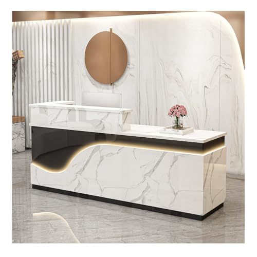 Moderner LED-Empfangstisch mit Schubladen, stilvoller Büro-Theke, Sekretär-Schreibtisch für Salon und Lobby, funktionaler Schreibtisch (A23 L 51,2 cm) von Generisch