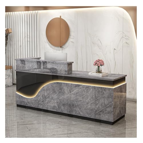 Moderner LED-Empfangstisch mit Schubladen – stilvolle Bürotheke für Salon und Lobby, Sekretär, Schreibtisch, Möbel (A9 L 47,5 cm) von Generisch