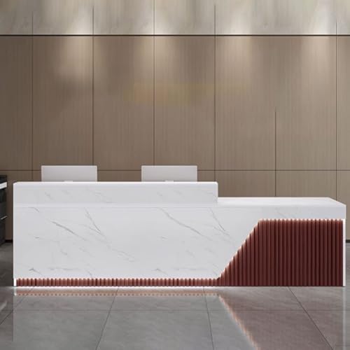 Moderner LED-Empfangstisch mit Stauraum, stilvolles Büro- und Lobby-Theke, Holz-Design für verbesserte Organisation am Arbeitsplatz von Generisch