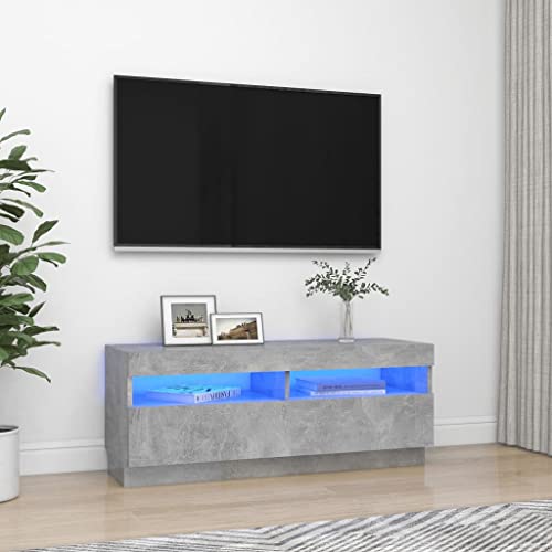 Moderner LED-TV-Ständer für Fernseher bis 127,7 cm, minimalistische Unterhaltungs-Mittelkonsole mit Sideboard-Schrank, 100 cm, ideal für Schlafzimmer oder Wohnzimmer, Dekoration, rustikales Grau von Generisch