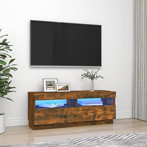 Moderner LED-TV-Ständer für Fernseher bis 127,7 cm (50 Zoll), 100 cm, minimalistische Unterhaltungs-Mittelkonsole für Schlafzimmer und Wohnzimmer, Eichen-Finish von Generisch