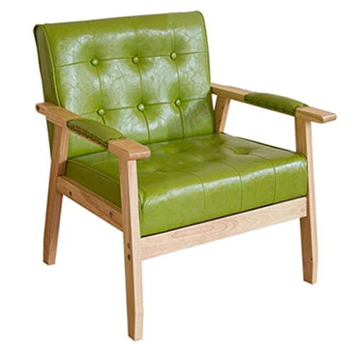 Moderner Leder-Akzentstuhl Mid Century Sessel für Wohnzimmer & Schlafzimmer, stilvolles Flügelrücken-Design mit Armlehnen, bequemer Lesesessel in Grün von Generisch