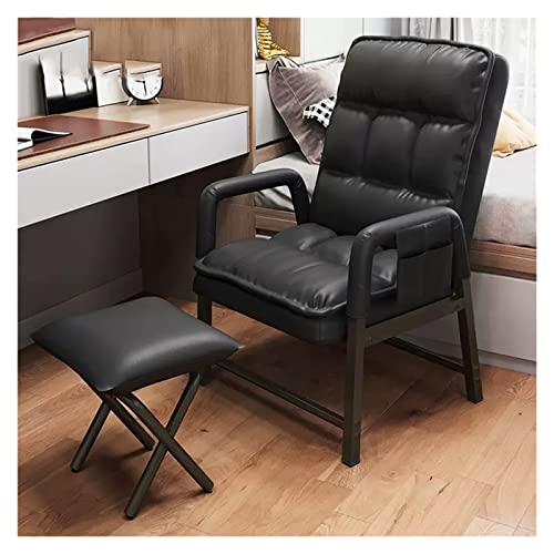 Moderner Leder-Akzentstuhl mit verstellbarer Rückenlehne und Ottomane, ergonomischer Loungesessel mit hoher Rückenlehne für bequemes Sitzen Moderner Leder-Akzentstuhl mit verstellbarer Rückenlehne und Ottomane, ergonomischer Loungesessel mit hoher Rückenlehne für bequemes Sitzen von Generisch