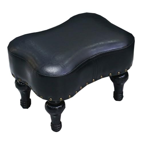 Moderner Leder-Fußhocker, Ottomane mit Massivholzbeinen, weich gepolsterter Pouf Sitz für Wohnzimmer, Schlafzimmer oder Eingangsbereich von Generisch