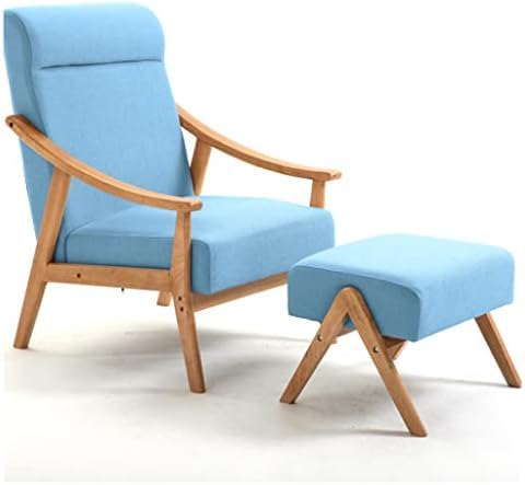 Moderner Liegesessel mit Fußstütze und Massivholzbeinen für Schlafzimmer, Wohnzimmer, Büro, bequemer Loungesessel von Generisch