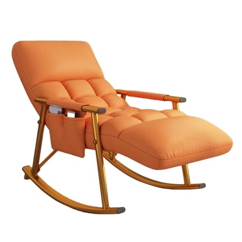 Moderner Lounge-Schaukelstuhl mit dick gepolsterter hoher Rückenlehne, geeignet für Wohnzimmer oder Schlafzimmer, orangefarbene und goldene Beine, bequeme und stilvolle Option zum Entspannen und Moderner Lounge-Schaukelstuhl mit dick gepolsterter hoher Rückenlehne, geeignet für Wohnzimmer oder Schlafzimmer, orangefarbene und goldene Beine, bequeme und stilvolle Option zum Entspannen und von Generisch