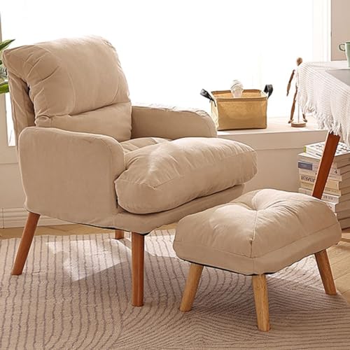 Moderner Loungesessel mit Holzgestell und Ottomane Bequemer Lesesessel für Wohnzimmer oder Schlafzimmer Moderner Loungesessel mit Holzgestell und Ottomane Bequemer Lesesessel für Wohnzimmer oder Schlafzimmer von Generisch