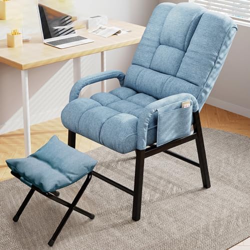 Moderner Loungesessel mit Ottomane, bequemer Lesesessel mit verstellbarer Rückenlehne und Metallbeinen, Einzelsessel für Schlafzimmer, Wohnzimmer oder Büro von Generisch