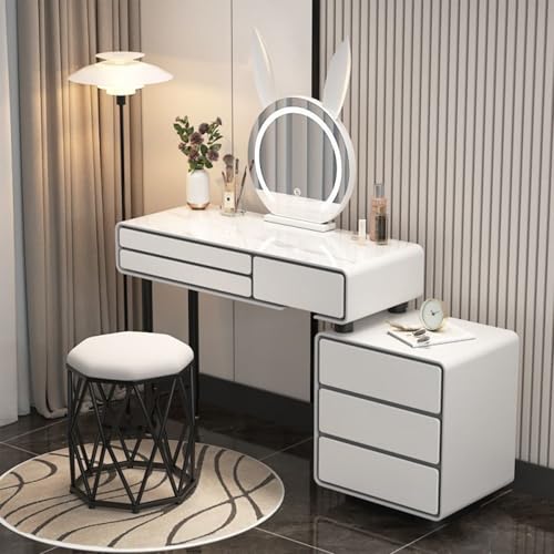 Moderner Luxus-Schminktisch mit 3-farbigem vertikalem Spiegel, versteckte Schublade, geräumiges Design, elegant, leicht, luxuriöser Stil, (B x H x T): 80 x 40 x 75 cm von Generisch