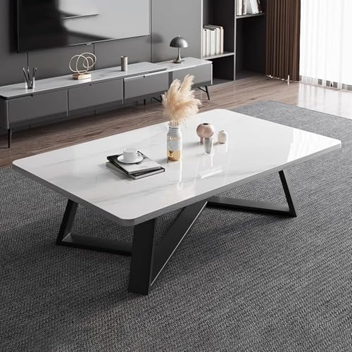 Moderner Marmor-Couchtisch, quadratischer langer Mitteltisch mit robuster Marmorplatte für Wohnzimmer, Mitte des Jahrhunderts Akzent-Wohnmöbel von Generisch