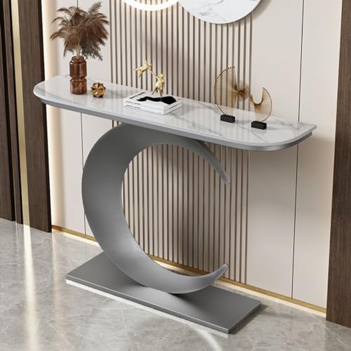 Moderner Marmor-Konsolentisch, eleganter Sofatisch für Wohnzimmer, Flurakzent mit Stauraum von Generisch