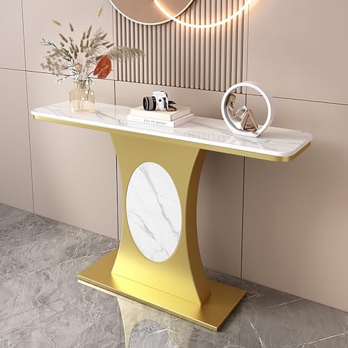 Moderner Marmor Konsolentisch, eleganter schmaler Eingangssofatisch mit geschwungenem Design für Flur & Wohnzimmer von Generisch