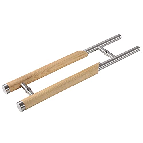 Moderner Massivholz-Glastürgriff, rustikaler Holz-Türgriff, Edelstahl, 400 mm, gerahmte Armlehne für Zuhause und Büro, Dekor (Farbe: B) von Generisch