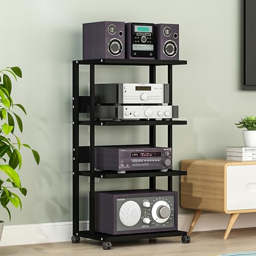Moderner Medienständer aus Holz mit 4 Ebenen, stabiler AV-Schrank für Zuhause/Büro/Theater/CD-Player, elegantes schwarzes Finish, platzsparendes Audio-Video Moderner Medienständer aus Holz mit 4 Ebenen, stabiler AV-Schrank für Zuhause/Büro/Theater/CD-Player, elegantes schwarzes Finish, platzsparendes Audio-Video von Generisch