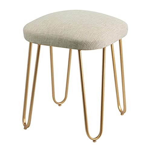 Moderner Metall-Fußhocker, vielseitiger Schminktisch und Küchensitz, für Wohnzimmer, Schlafzimmer und Badezimmer, Khaki, Größe: 40 x 40 x 48 cm von Generisch