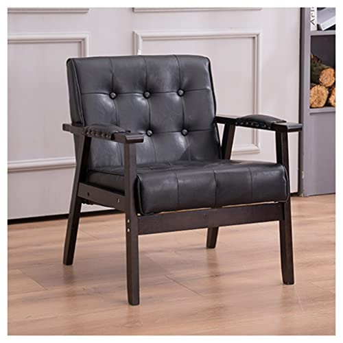 Moderner Mid-Century Leder-Stuhl – Stilvoller gepolsterter Sessel mit bequemem Flügelrücken-Design für Wohnzimmer, Schlafzimmer oder Empfangsbereich von Generisch