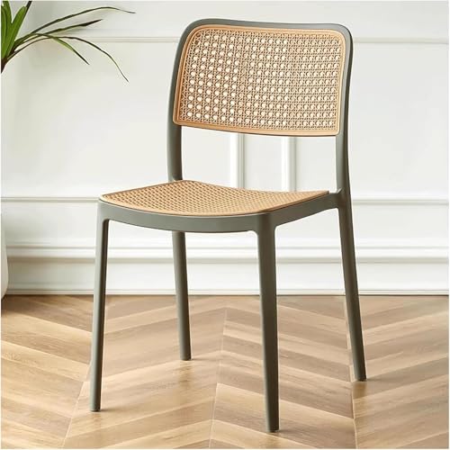 Moderner Mid-Century Rattan Esszimmerstuhl - Ergonomische stapelbare Küchenstühle mit atmungsaktiver Rückenlehne für Esszimmer und Küche, stilvolles und platzsparendes Design von Generisch