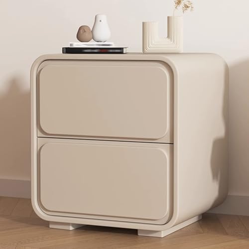 Moderner Nachttisch aus Holz mit gerippten Griffen, Nachttisch mit 2 Schubladen, strapazierfähiges Khaki-Leder-Finish, stilvolle Schlafzimmeraufbewahrungslösung, kompaktes 48 cm Design Moderner Nachttisch aus Holz mit gerippten Griffen, Nachttisch mit 2 Schubladen, strapazierfähiges Khaki-Leder-Finish, stilvolle Schlafzimmeraufbewahrungslösung, kompaktes 48 cm Design von Generisch