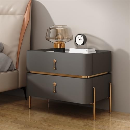 Moderner Nachttisch aus Massivholz mit 2 Schubladen, High-End-Licht-Luxus-Design für Schlafzimmer und Wohnzimmer von Generisch